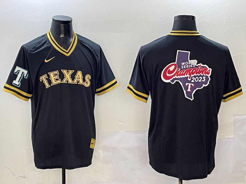 Men Texas Rangers Blank Black Gold Game 2025 Nike MLB Jersey style 5->texas rangers->MLB Jersey